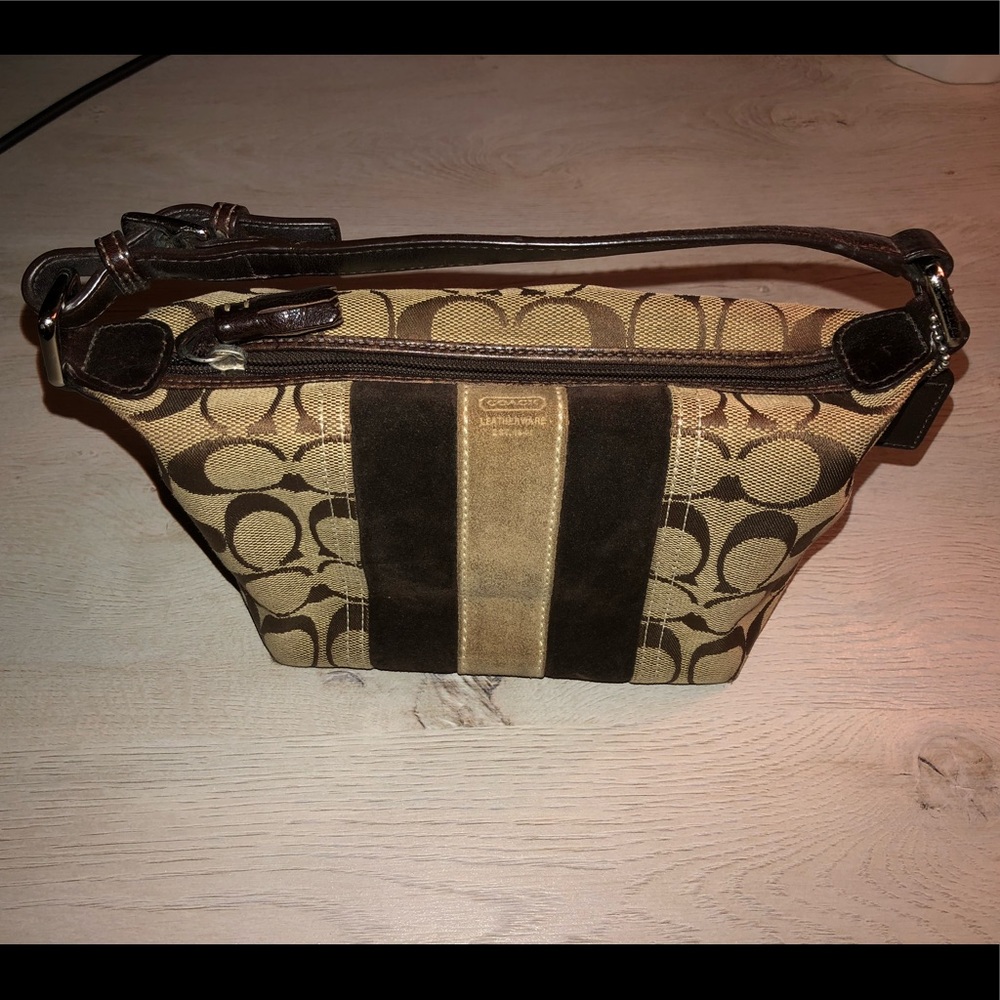 Coach Handbag, Like New, Brown Canvas and Suede